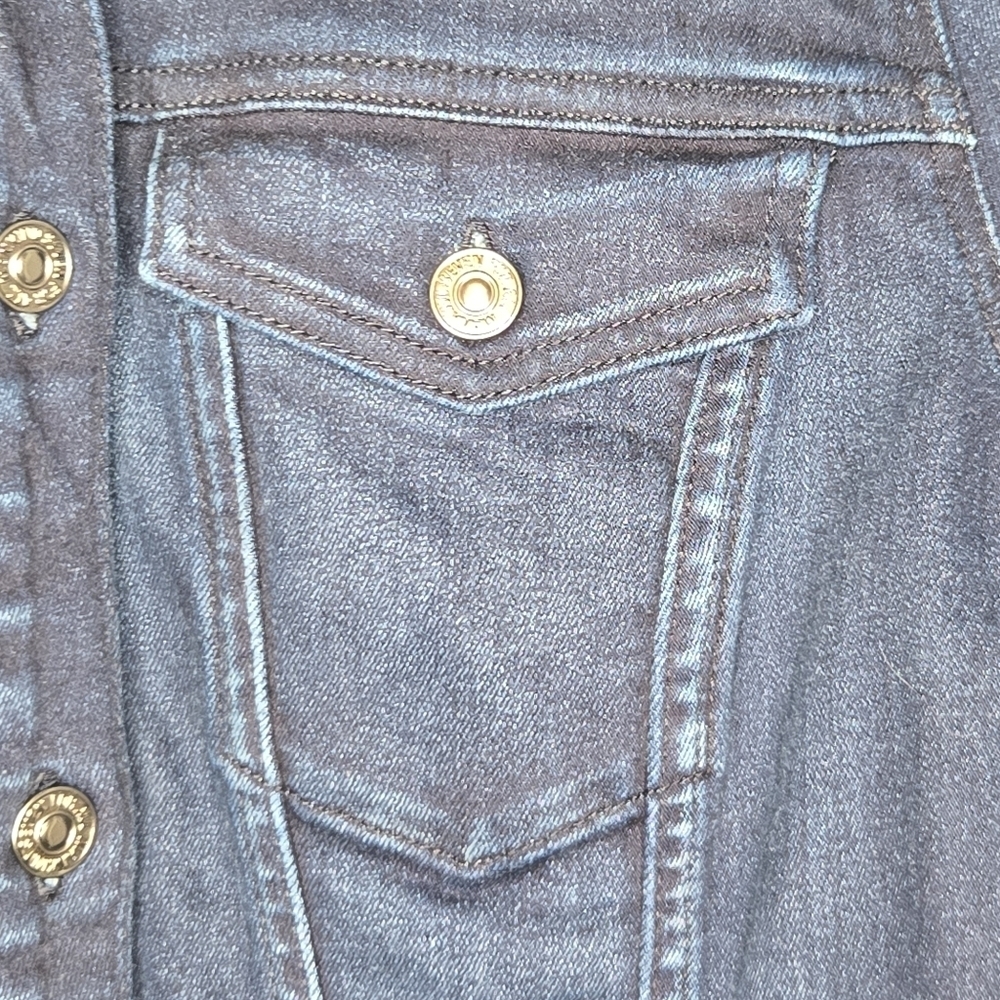 7 For All Mankind Womens Dark Wash Western Rodeo Trucker Denim Jean Dress Large - Picture 7 of 15
